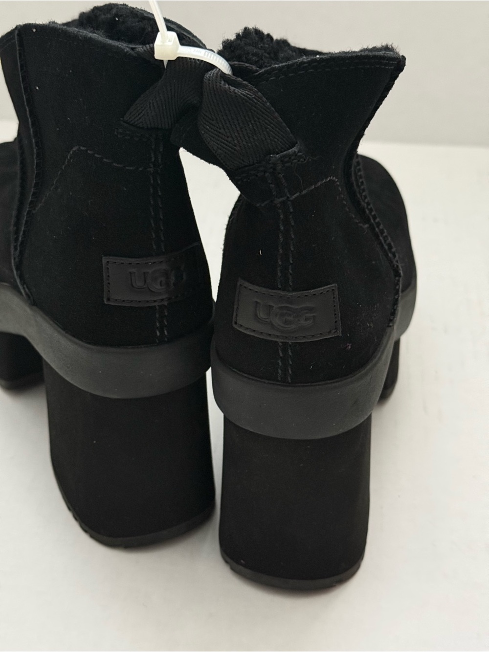 UGG Black Platform Shearling Ankle Boots Size 10 - Picture 10 of 13
